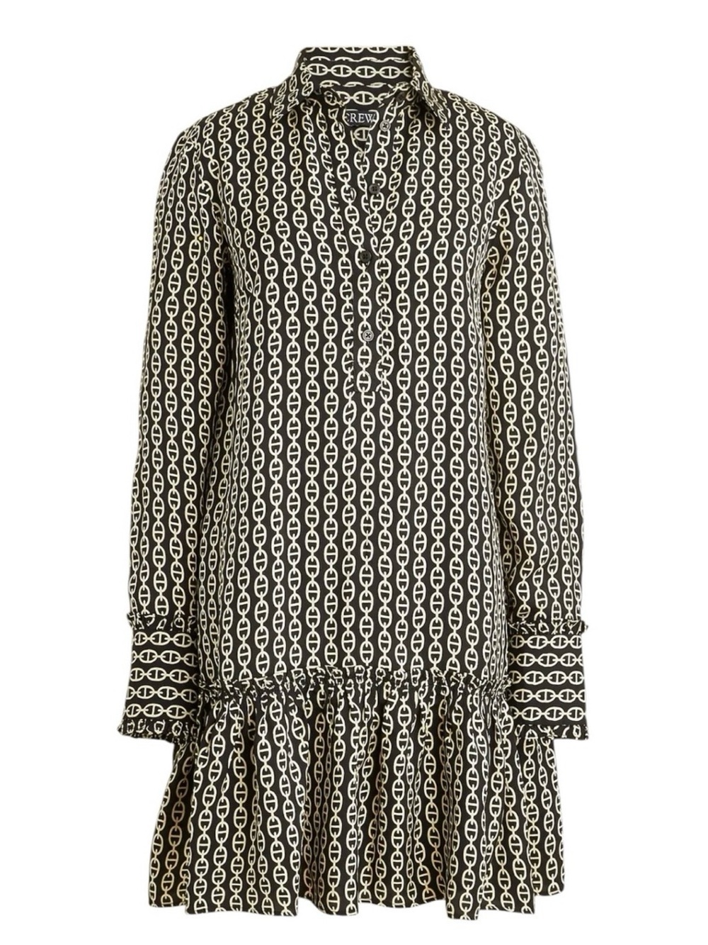 J. Crew Amelia Popover Shirt Dress XS Chain Link Print